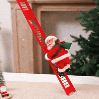 SANTA CLAUS EN ESCALERA ROJA, MOVIMIENTO Y SONIDOS.