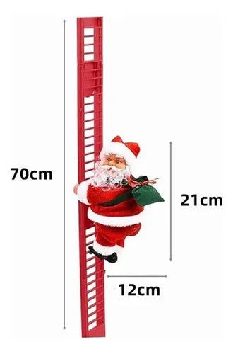 SANTA CLAUS EN ESCALERA ROJA, MOVIMIENTO Y SONIDOS.