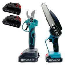 SET JARDINERO- CORTACESPED-TIJERA-MOTOSIERRA ( 3 PZ/ 2 BATERIAS DE 48V