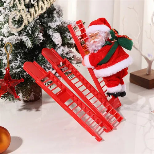 SANTA CLAUS EN ESCALERA ROJA, MOVIMIENTO Y SONIDOS.
