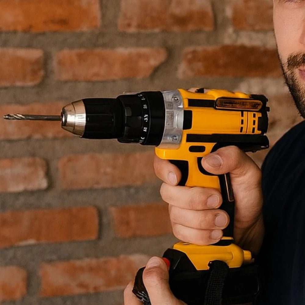 🔨 SET DE TALADRO 21V HASS/AM – 2 BATERÍAS + 26 PIEZAS (AMARILLO)